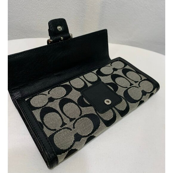 SOLD***Y2K Coach Soho Signature Long Wallet Buckle Canvas Leather Black Gray - Picture 7 of 12